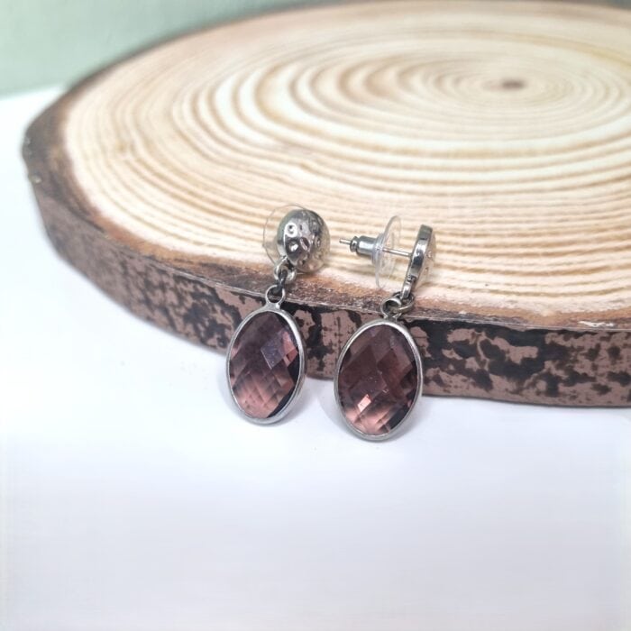 Κρεμαστά σκουλαρίκια οβάλ κρύσταλλα - Image 4