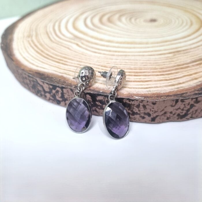 Κρεμαστά σκουλαρίκια οβάλ κρύσταλλα - Image 3