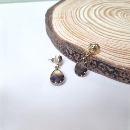 Κρεμαστά σκουλαρίκια με δίχρωμο κρύσταλλο