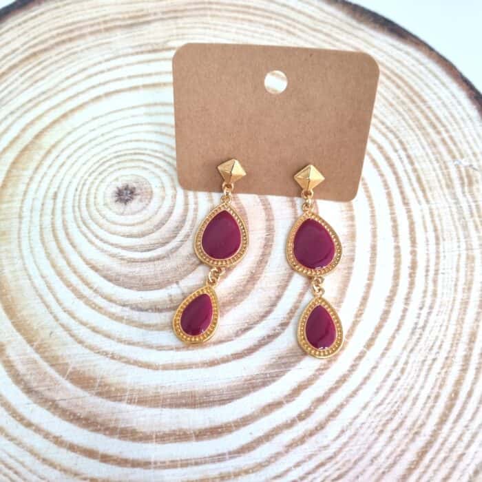 Κρεμαστά σκουλαρίκια σταγόνες με σμάλτο - Image 2