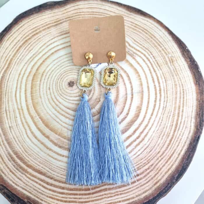 Σ5 Κρεμαστά σκουλαρίκια με γαλάζιες φούντες - Image 1