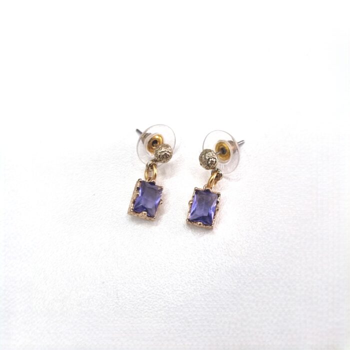 Μικρά κρεμαστά σκουλαρίκια με τετράγωνα κρύσταλλα - Image 4