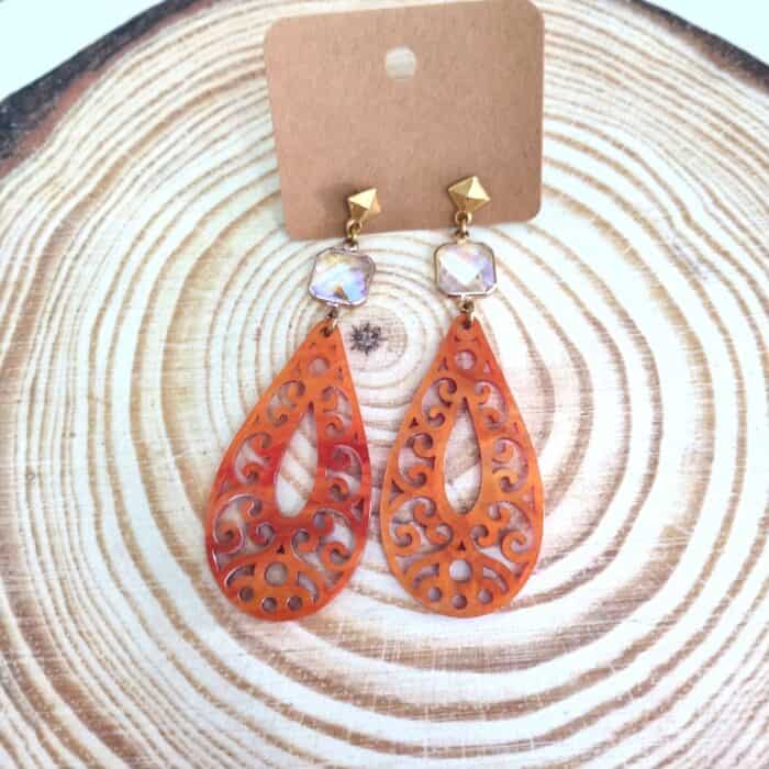 Κρεμαστά σκουλαρίκια καφέ σταγόνες - Image 1