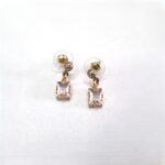 Μικρά κρεμαστά σκουλαρίκια με τετράγωνα κρύσταλλα - Image 2