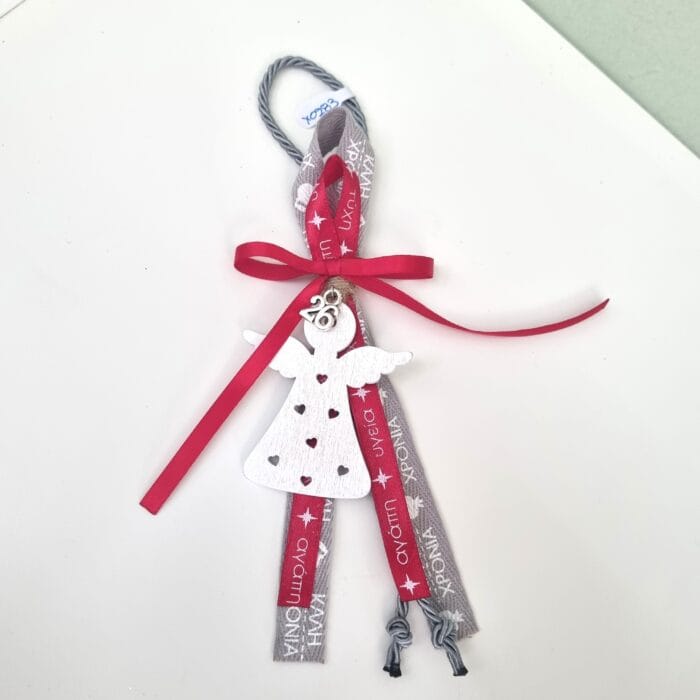 100 Κρεμαστό Γούρι 2026 - Άγγελος με γκρι κορδόνι - Image 1