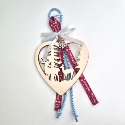 Κρεμαστό Γούρι 2026 - Καρδιά με γαλάζιο κορδόνι