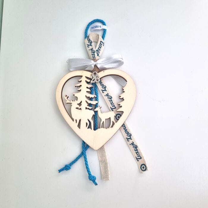 114 Κρεμαστό Γούρι 2026 - Καρδιά με τυρκουάζ κορδόνι - Image 1