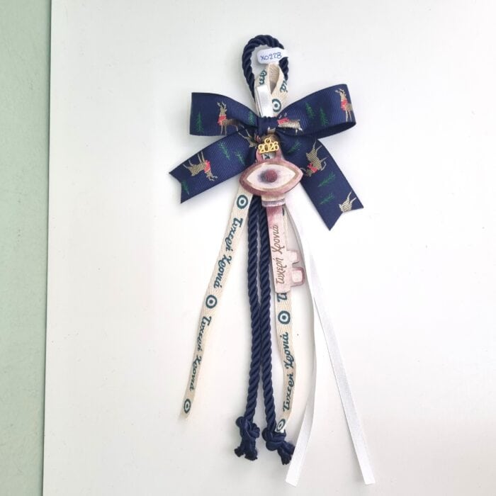 135 Κρεμαστό Γούρι 2026 - Κλειδί με μάτι με μπλε κορδόνι - Image 1