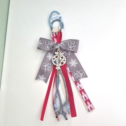 Κρεμαστό Γούρι 2026 - Ρόδι με μάτι με γκρι και γαλάζιο κορδόνι