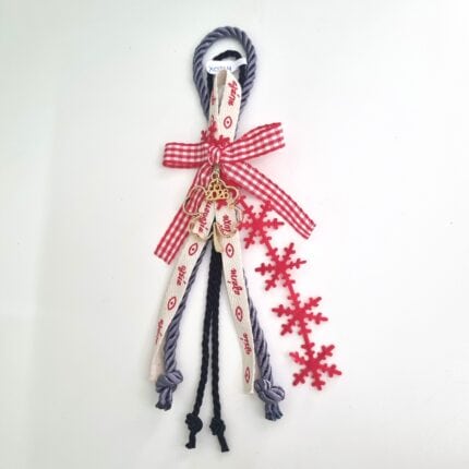 Κρεμαστό Γούρι 2026 - Τριφύλλι με γκρι και μαύρο κορδόνι