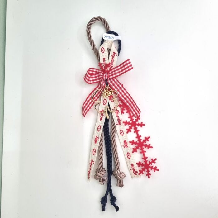 192 Κρεμαστό Γούρι 2026 - Τριφύλλι με μπρονζέ και μπλε κορδόνι - Image 1