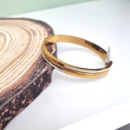 Ατσάλινο χρυσό βραχιόλι με στρας