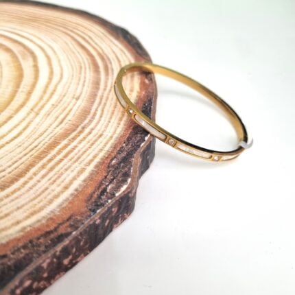 Ατσάλινο χρυσό βραχιόλι με στρας