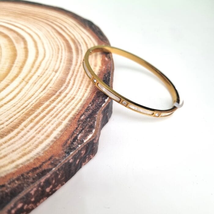 Ατσάλινο χρυσό βραχιόλι με στρας - Image 1