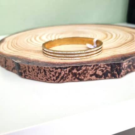 Ατσάλινο χρυσό τρίσειρο βραχιόλι με στρας