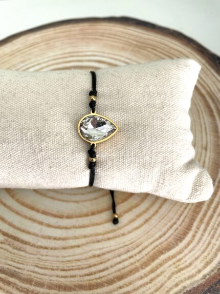 Ατσάλινο βραχιόλι δάκρυ με διάφανο κρύσταλλο