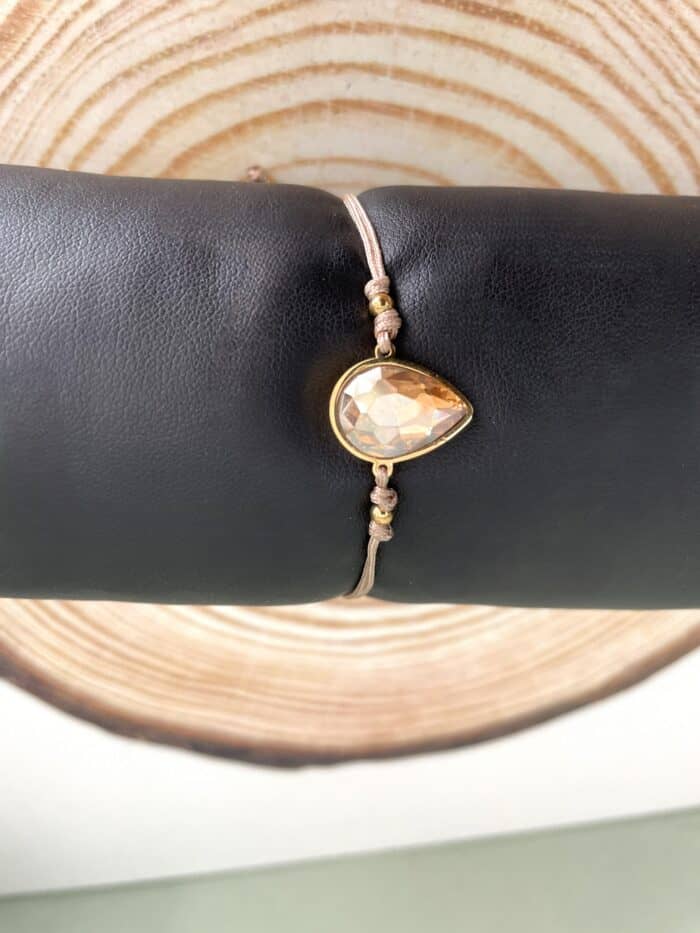 Β18 Ατσάλινο βραχιόλι δάκρυ με μελί κρύσταλλο - Image 1