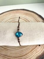 Ατσάλινο βραχιόλι δάκρυ με γαλάζιο κρύσταλλο