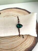 Ατσάλινο βραχιόλι δάκρυ με πράσινο κρύσταλλο