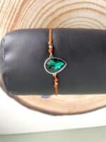 Ατσάλινο βραχιόλι δάκρυ με πράσινο κρύσταλλο - Image 2