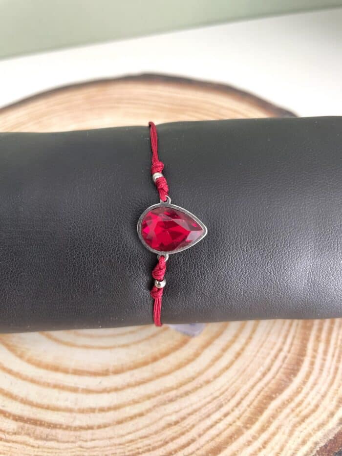 Ατσάλινο βραχιόλι δάκρυ με κόκκινο κρύσταλλο - Image 1