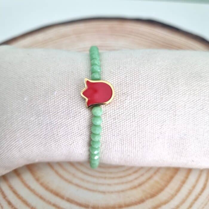 Βραχιόλι με κόκκινη τουλίπα από ατσάλι - Image 2