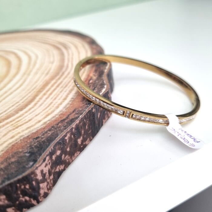 Β98 Ατσάλινο χρυσό βραχιόλι με στρας - Image 1